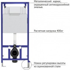 Комплект унитаза с инсталляцией Berges Novum 042436 с сиденьем Микролифт и Белой клавишей смыва