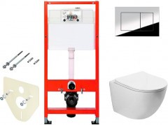 Комплект унитаза Vincea Globo VT1-14S с инсталляцией Tece Profil 9400412 с сиденьем Микролифт и клавишей смыва Хром глянцевый