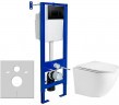 Комплект унитаза WeltWasser Merzbach 043 GL-WT 10000009939 с инсталляцией Berges Atom 410 040332 с сиденьем Микролифт и Черной матовой клавишей смыва