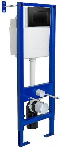 Комплект унитаза WeltWasser Merzbach 043 GL-WT 10000009939 с инсталляцией Berges Atom 410 040332 с сиденьем Микролифт и Черной матовой клавишей смыва