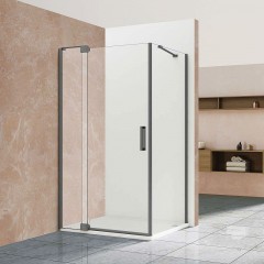 Душевой уголок Vincea Extra 90x90 VSR-1E809090CLGM профиль Вороненая сталь стекло прозрачное