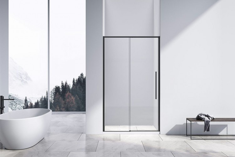 Душевая дверь Vincea Slim-N 140 VDS-4SN140CLB профиль Черный стекло прозрачное
