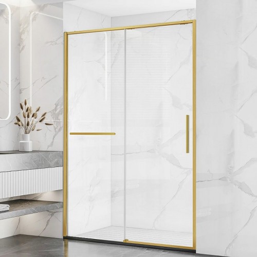 Душевая дверь Vincea Slim Soft 130 VDS-1SS130CLG профиль Брашированное золото стекло прозрачное