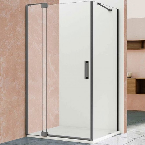 Душевой уголок Vincea Extra 110x90 VSR-1E101190CLGM профиль Вороненая сталь стекло прозрачное