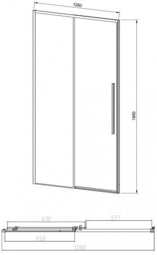 Душевая дверь Vincea Slim-N 120 VDS-4SN120CLGM профиль Вороненая сталь стекло прозрачное