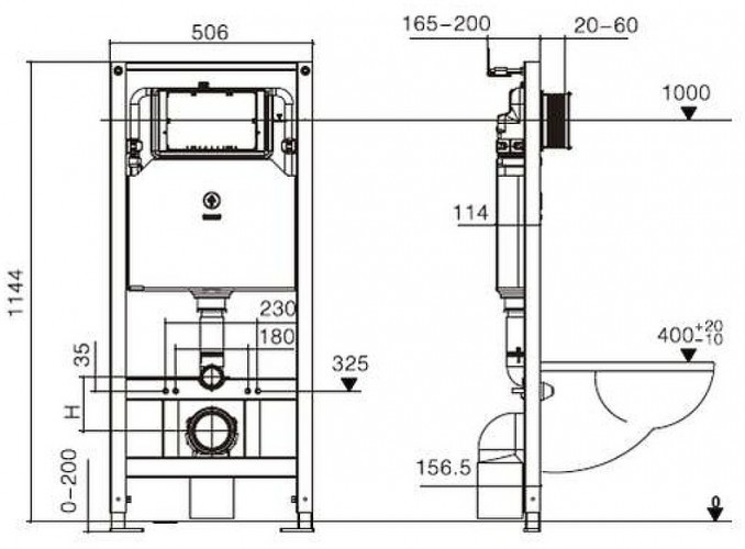 Инсталляция WeltWasser WW Amberg 506 ST 10000005989 для унитаза без клавиши смыва