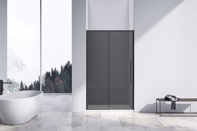 Душевая дверь Vincea Slim-N 130 VDS-4SN130CGB профиль Черный стекло тонированное