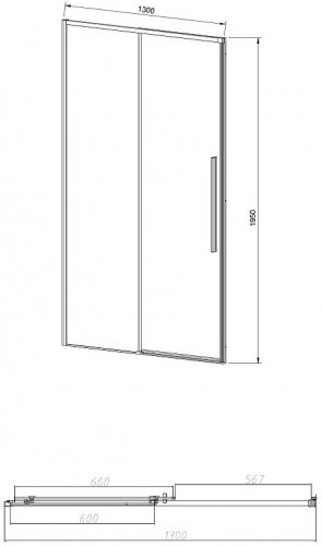 Душевая дверь Vincea Slim-N 130 VDS-4SN130CGB профиль Черный стекло тонированное