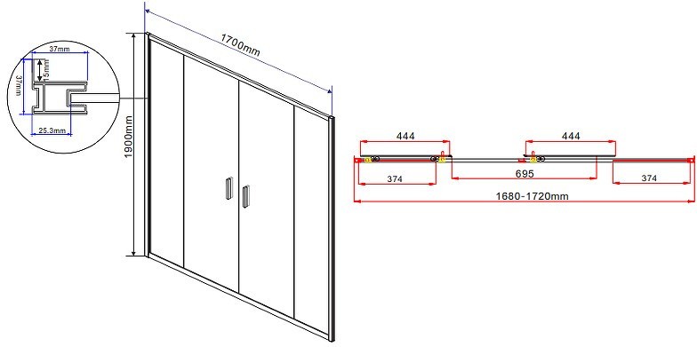 Душевая дверь Vincea Garda 170 VDS-1G2170CL профиль Хром стекло прозрачное