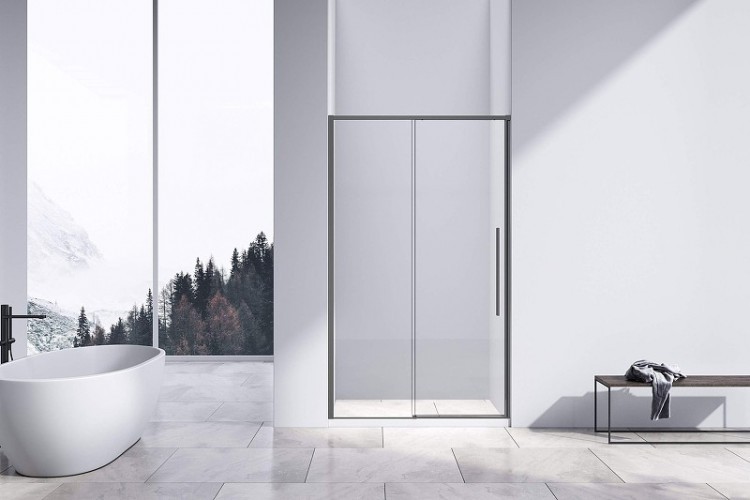Душевая дверь Vincea Slim-N 140 VDS-4SN140CLGM профиль Вороненая сталь стекло прозрачное