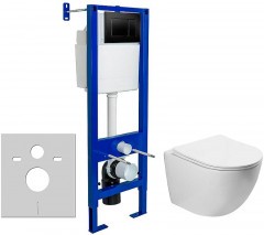Комплект унитаза Vincea Globo VT1-14S с инсталляцией Berges Atom 410 040332 с сиденьем Микролифт и Черной матовой клавишей смыва
