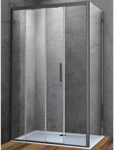 Душевой уголок Vincea Soft 110x90 VSR-3SO9011CLGM профиль Вороненая сталь стекло прозрачное