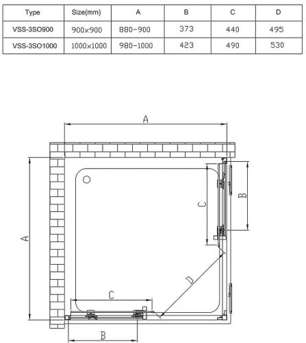 Душевой уголок Vincea Soft 100x100 VSS-3SO100CLB профиль Черный стекло прозрачное