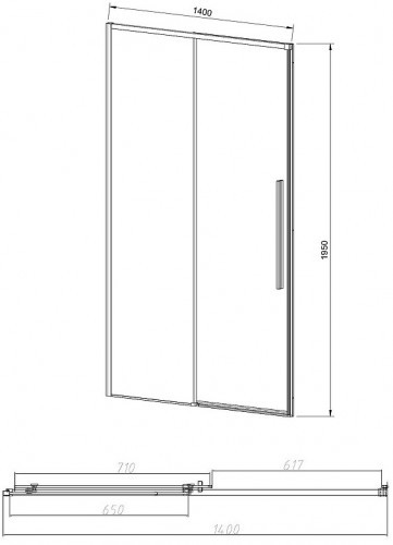 Душевая дверь Vincea Slim-N 140 VDS-4SN140CLG профиль Брашированное золото стекло прозрачное
