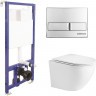 Комплект унитаза WeltWasser Merzbach 043 GL-WT 10000009939 с инсталляцией Berges Novum L3 040213 с сиденьем Микролифт и клавишей смыва Хром