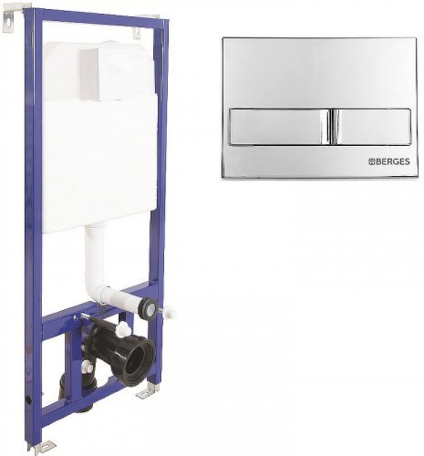 Комплект унитаза WeltWasser Merzbach 043 GL-WT 10000009939 с инсталляцией Berges Novum L3 040213 с сиденьем Микролифт и клавишей смыва Хром
