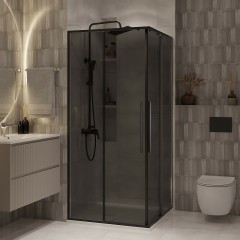 Душевой уголок Niagara Nova 100х100 NG-2824-34BLACK профиль Черный матовый стекло тонированное