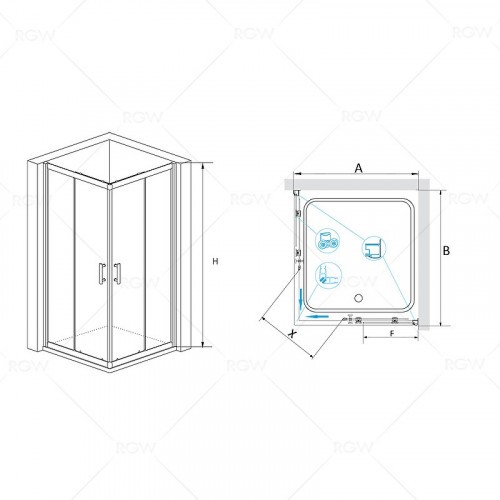 Душевой уголок RGW Passage PA-31B 80x80 02083188-14 профиль Черный стекло прозрачное