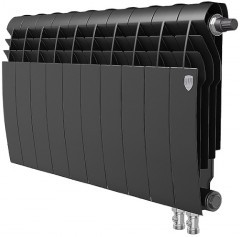 Биметаллический секционный радиатор отопления Royal Thermo Biliner 350 / Noir Sable / 10 секций нижнее правое подключение