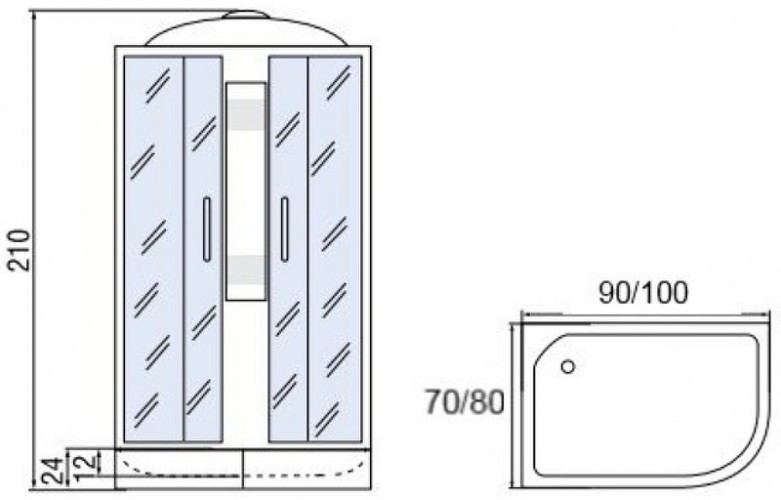 Душевая кабина Мономах 90x80x24 МЗ L 10000005817 без гидромассажа