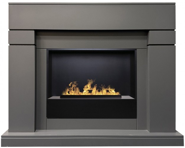 Электрокамин RealFlame Lindelse 26 GR серый, графит c очагом 3D Cassette 630 Black Panel