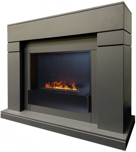 Электрокамин RealFlame Lindelse 26 GR серый, графит c очагом 3D Cassette 630 Black Panel
