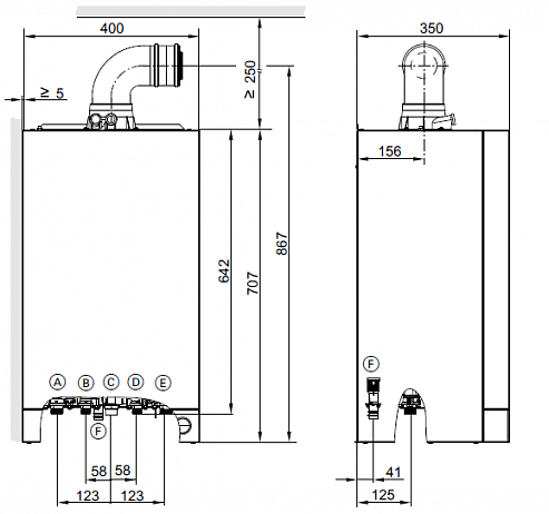 Настенный газовый конденсационный котел, двухконтурный, отопления Viessmann Vitodens 050-W 33кВт Природный и сжиженный газ 7730641