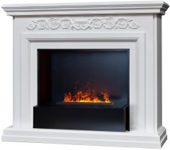 Электрокамин RealFlame Leticia 26 WT белый с очагом 3D Cassette 630 Black Panel