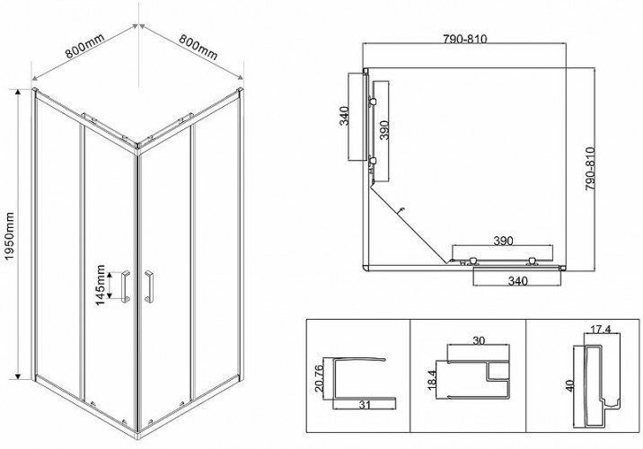 Душевой уголок Vincea City 80х80 VSS-5CT800CL профиль Хром стекло прозрачное