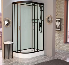 Душевая кабина Frank F418R Black правосторонняя 100х80х220 см