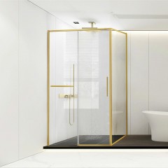 Душевой уголок Vincea Slim Soft 140x90 VSR-1SS9014CLG профиль Брашированное золото стекло прозрачное