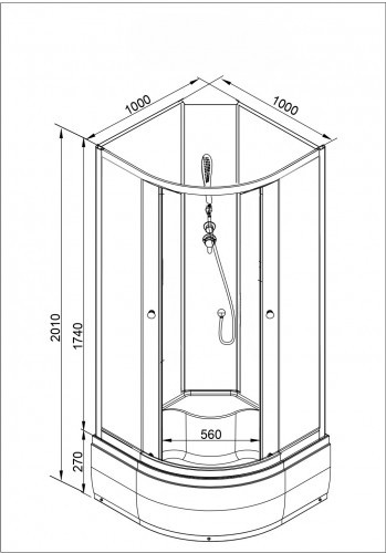 Душевая кабина Deto L 710 N без крыши