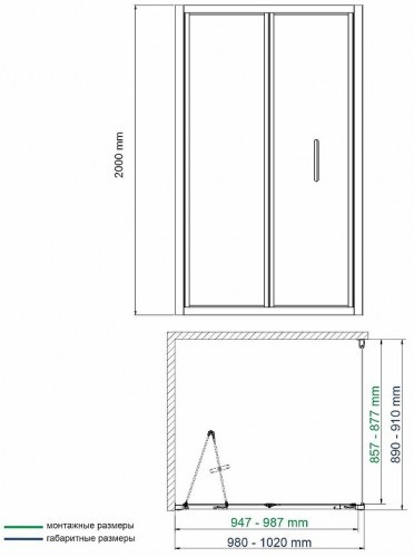 Душевой уголок WasserKRAFT Weser 100x90 78F22 профиль Хром стекло прозрачное