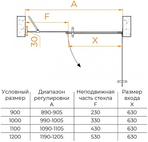 Душевая дверь RGW Hotel HO-012 110 350601211-11 профиль Хром стекло прозрачное