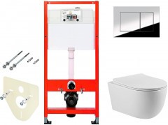 Комплект унитаза Vincea Evo Rimless VT1-34S с инсталляцией Tece Profil 9400412 с сиденьем Микролифт и клавишей смыва Хром глянцевый