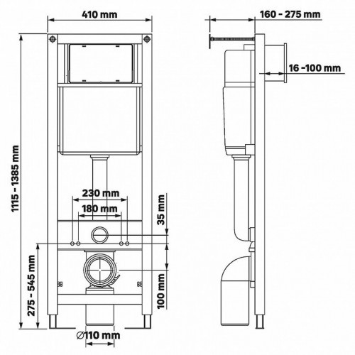 Комплект унитаза Berges Gamma с инсталляцией Atom Line 043340 с сиденьем Микролифт и Белой Хром глянец клавишей смыва
