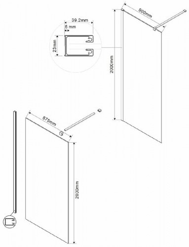 Душевая перегородка Vincea Walk-In 90 VSW-1H900CGGM профиль Вороненая сталь стекло тонированное