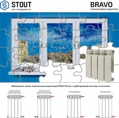 Алюминиевый секционный радиатор отопления Stout Bravo 500 / 6 секций