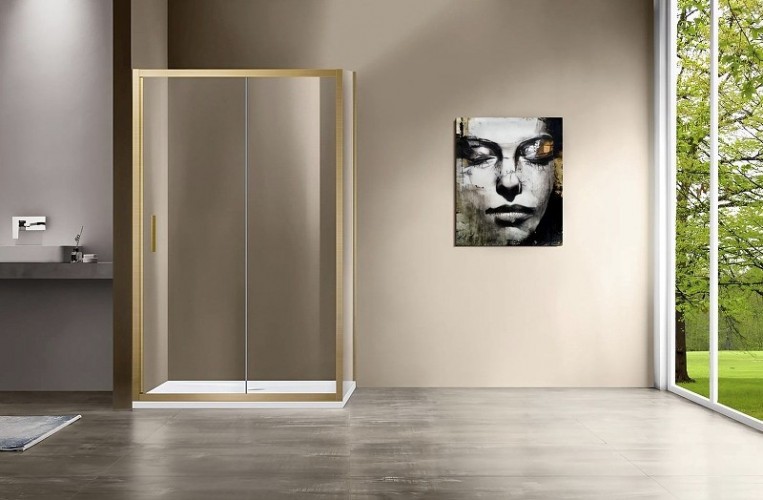 Душевой уголок Vincea Garda 120x90 VSR-1G9012CLG профиль Брашированное золото стекло прозрачное