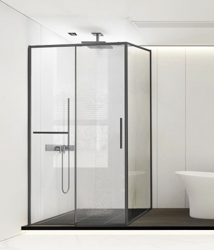 Душевой уголок Vincea Slim Soft 130x90 VSR-1SS9013CLGM профиль Вороненая сталь стекло прозрачное