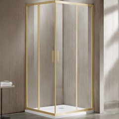Душевой уголок Vincea Garda 90x80 VSS-1G8090CLG профиль Золото брашированное стекло прозрачное