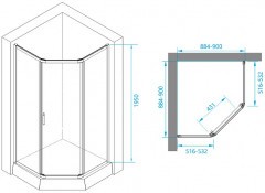 Душевой уголок RGW Passage PA-86B 90x90 38088699-14 профиль Черный стекло прозрачное