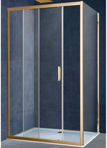 Душевой уголок Vincea Alpha 150x80 VSR-3AL8015CLG профиль Брашированное золото стекло прозрачное