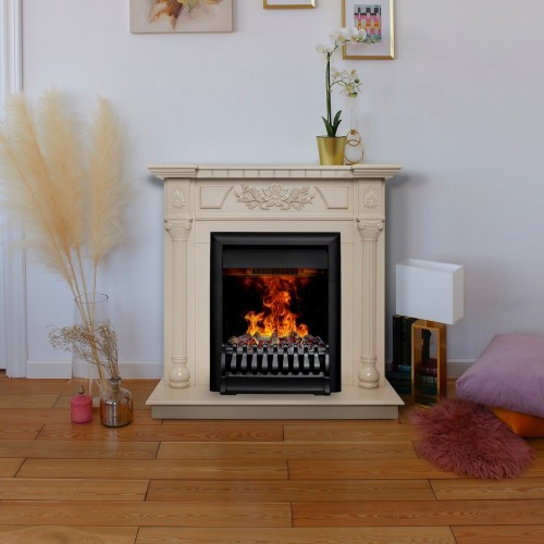 Электрокамин RealFlame Dacota WT белый дуб с очагом 3D Oregan