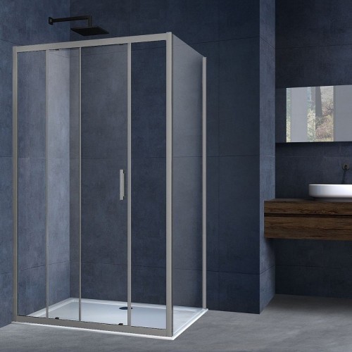 Душевой уголок Vincea Alpha 110x90 VSR-3AL9011CLGM профиль Вороненая сталь стекло прозрачное