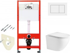 Комплект унитаза WeltWasser Merzbach 043 GL-WT 10000009939 с инсталляцией Tece Base 9400413 с сиденьем Микролифт и Белой клавишей смыва