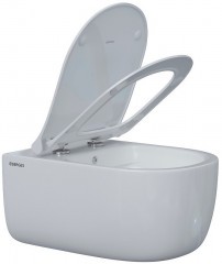 Комплект унитаза Berges Ego XL Rimless с инсталляцией Atom 043359 с сиденьем Микролифт и клавишей смыва Хром глянцевый
