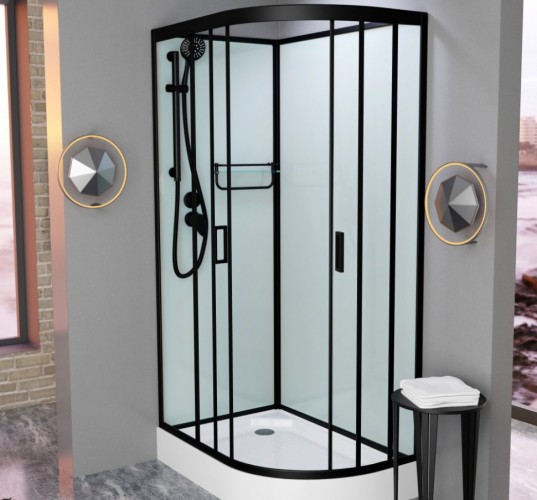 Душевая кабина Frank F411L Black без крыши Размер:110*80*215 см