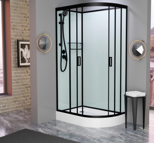 Душевая кабина Frank F411L Black без крыши Размер:110*80*215 см