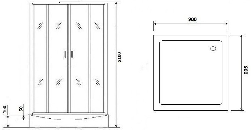 Душевая кабина Niagara Premium 90x90 NG-6901-01Q Black без гидромассажа
